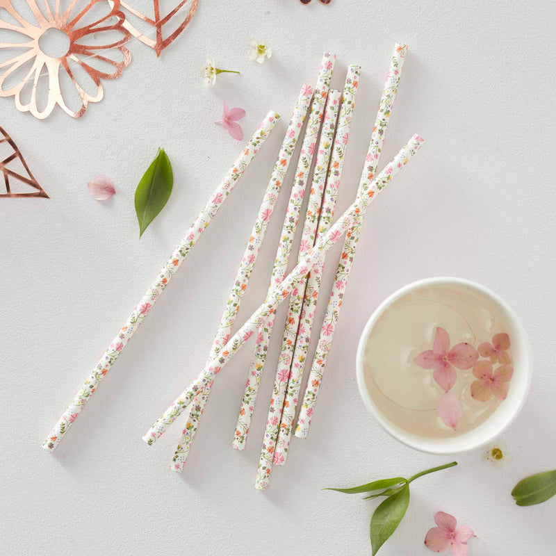 Ditsy Floral Paper Straws Pack of 25