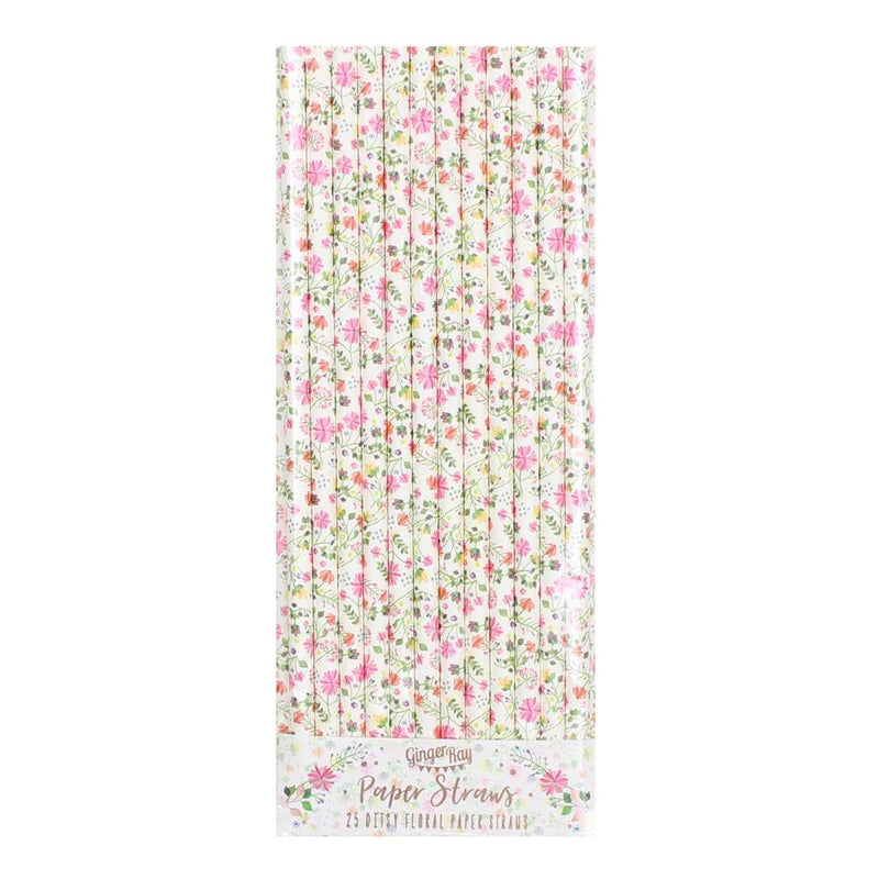 Ditsy Floral Paper Straws Pack of 25