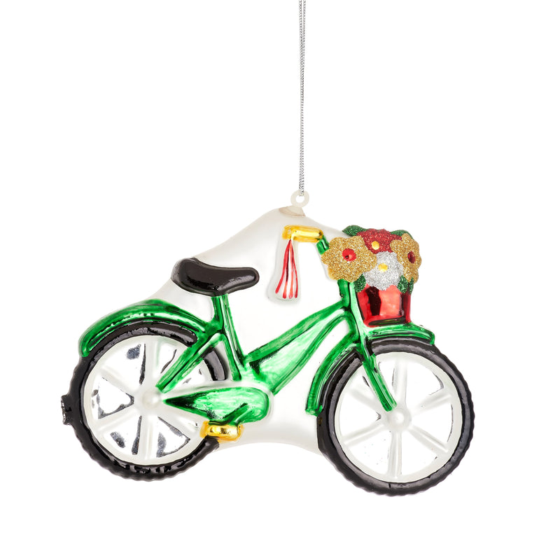 Flower Basket Bicycle Hanging Christmas Bauble