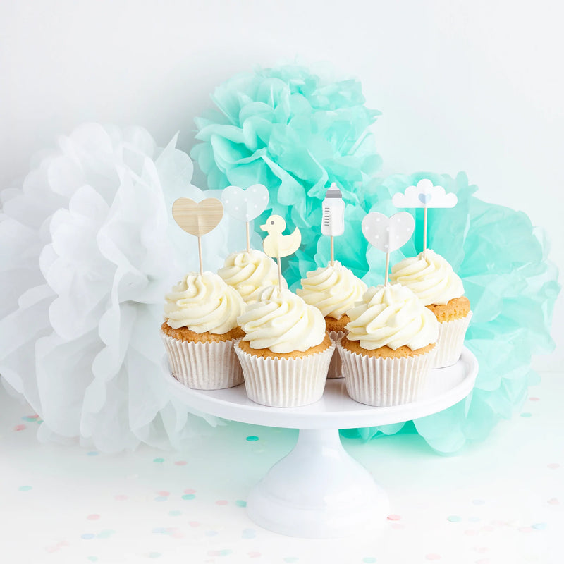 Unisex Baby Shower Cake Toppers Picks Pack of 6