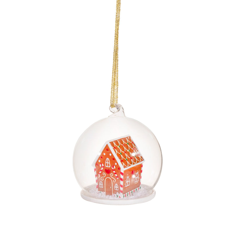 Gingerbread House Dome Hanging Christmas Bauble