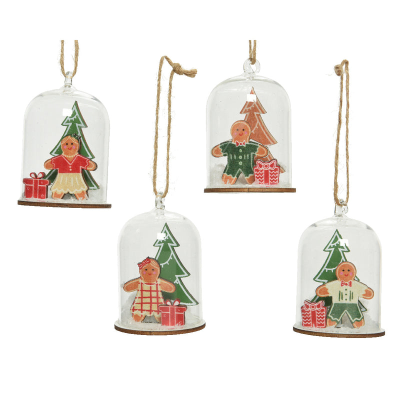 Gingerbread Set of 4 3D Shaped Hanging Christmas Tree Decorations