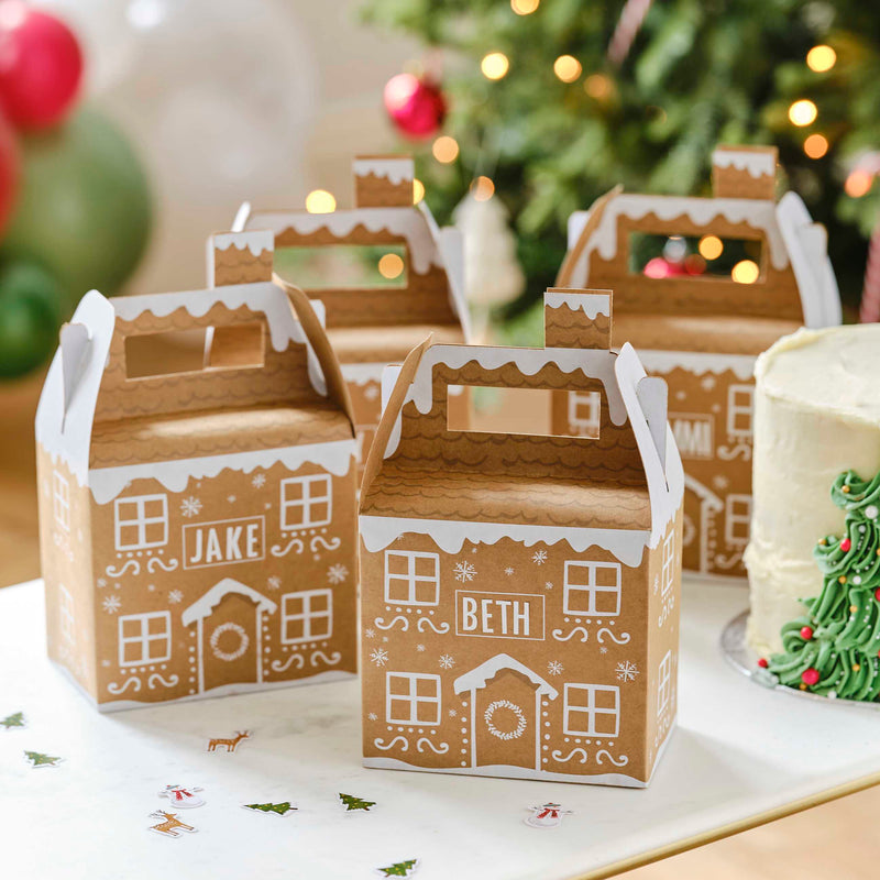 Gingerbread House Christmas Gift Boxes Customisable Pack of 4