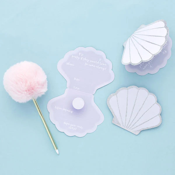 Sparkly Shell Party Invitations Pack of 10