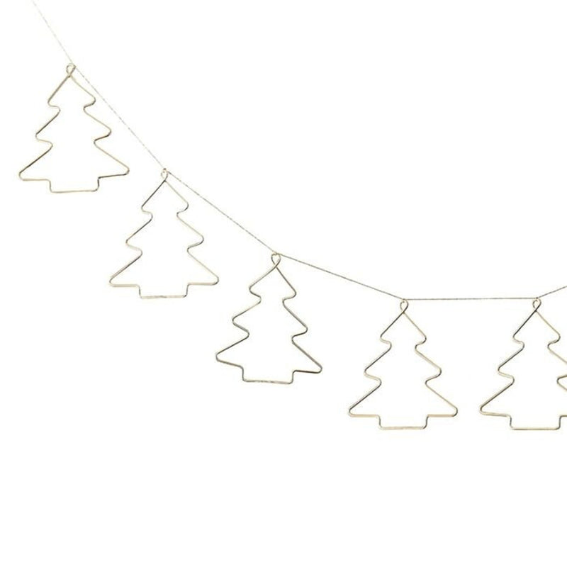 Golden Christmas Tree Garland Xmas Festive Party Bunting 2 Metres