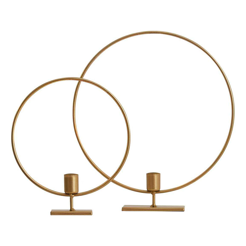 Gold Metal Hoop Candle Holder Pack of 2