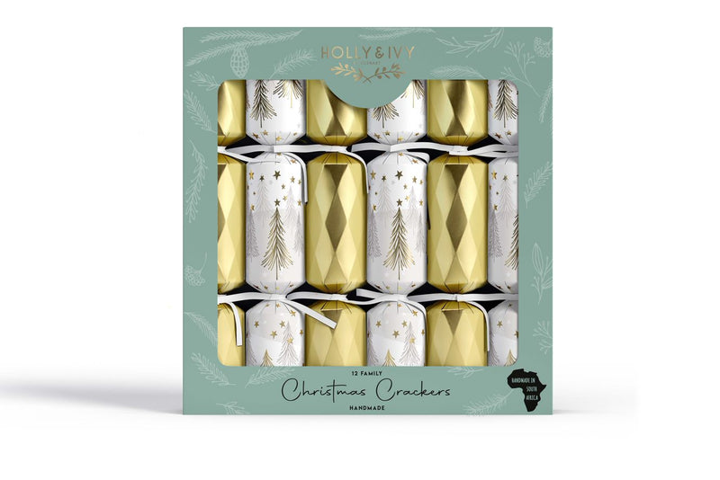 Gold Festive Tree Christmas Crackers Pack of 12