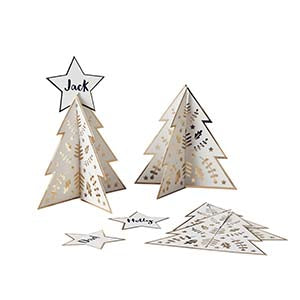 Gold Christmas Tree Table Place Cards Pack of 10