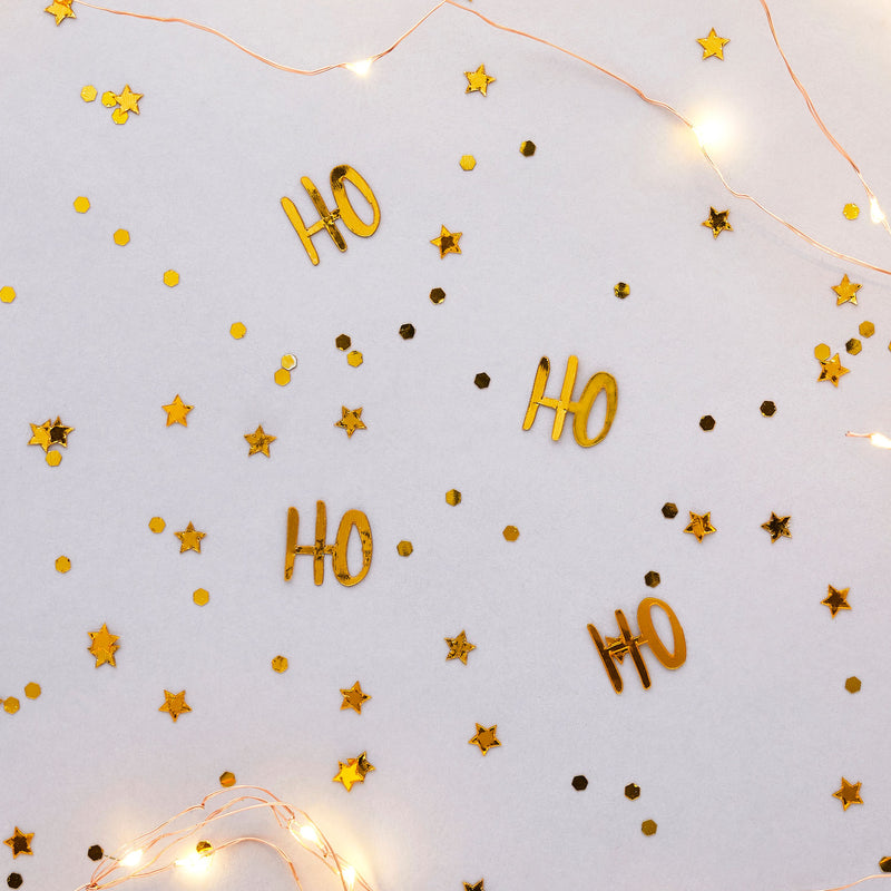 Gold Foil Star and Ho Ho Ho Christmas  Scatter Confetti