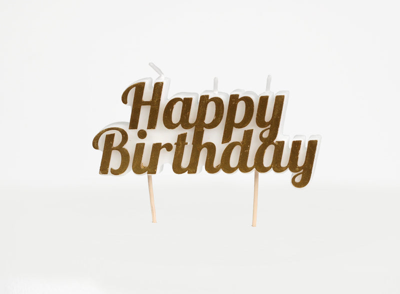 Gold Happy Birthday Candle Pack of 1
