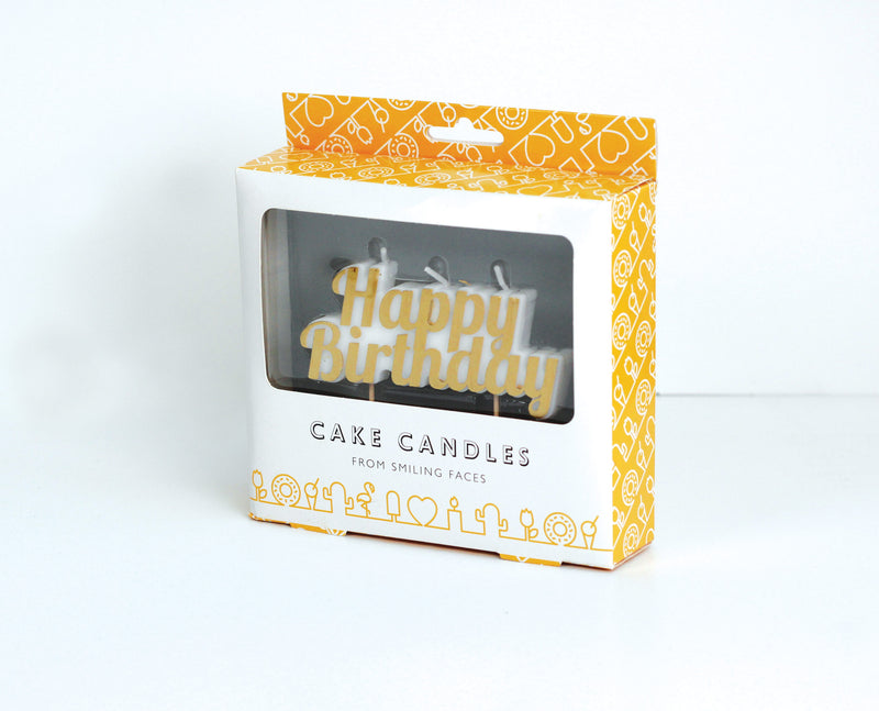 Gold Happy Birthday Candle Pack of 1