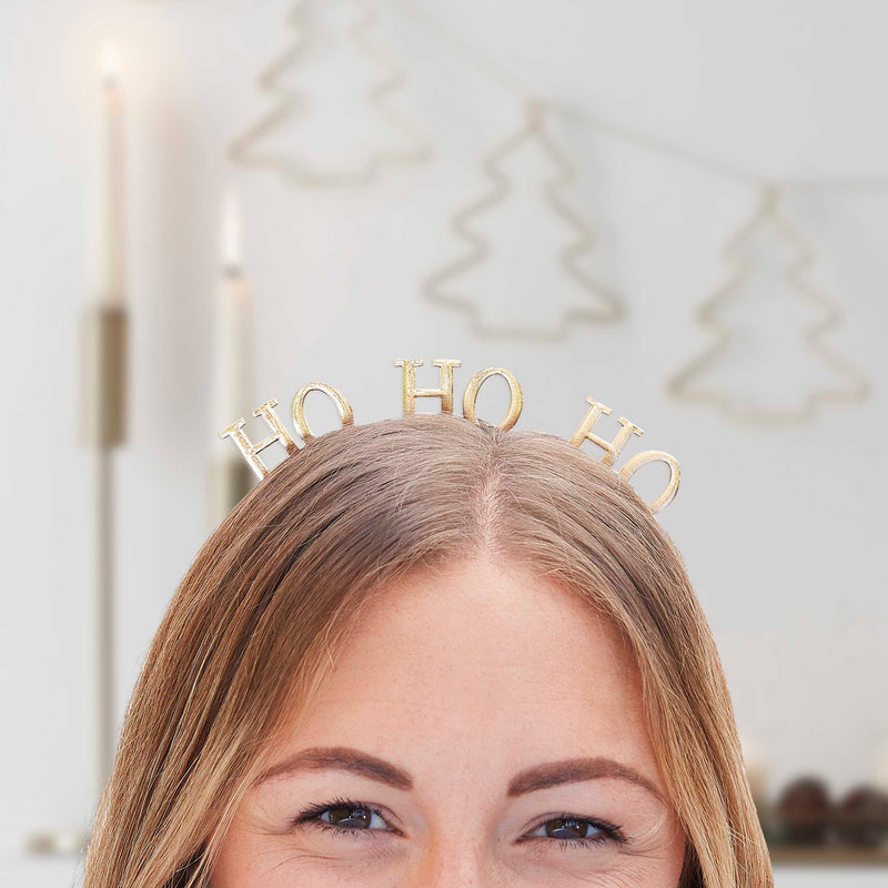 Ho Ho Ho Gold Metal Christmas Headband