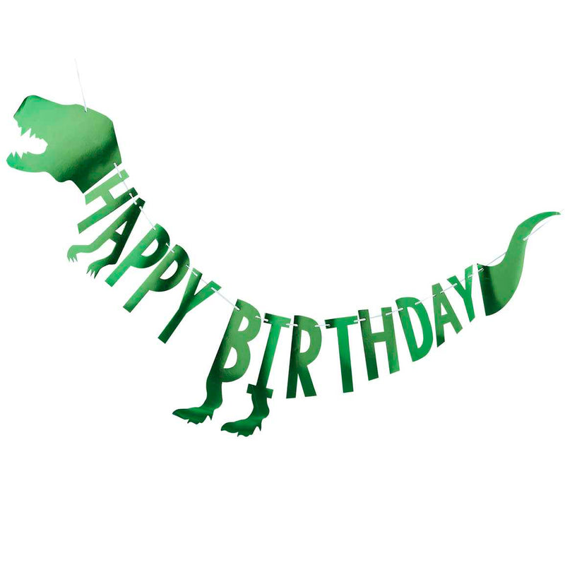 Green Happy Birthday Party Dinosaur Bunting 2 Metres