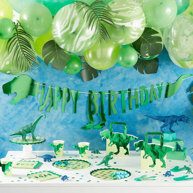 Green Happy Birthday Party Dinosaur Bunting 2 Metres