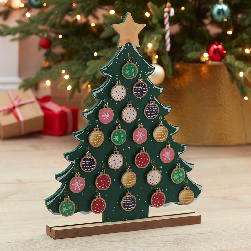 Wooden Christmas Tree Advent Calendar 46cm (H) x 36cm (W) x 5cm (D)