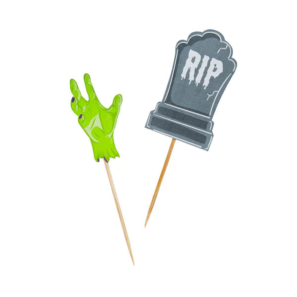 Zombie Card Cake Toppers Picks Pack of 12 for Halloween