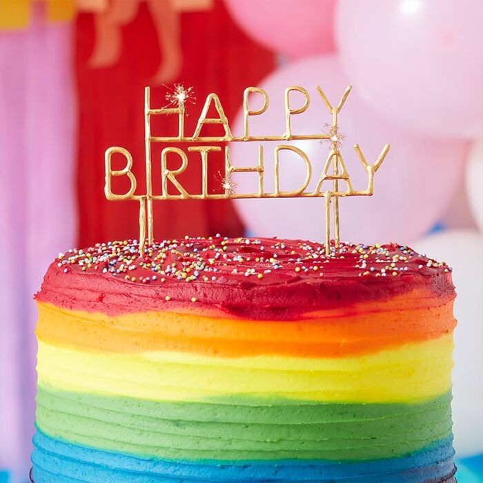 Gold Sparkler Happy Birthday Candle