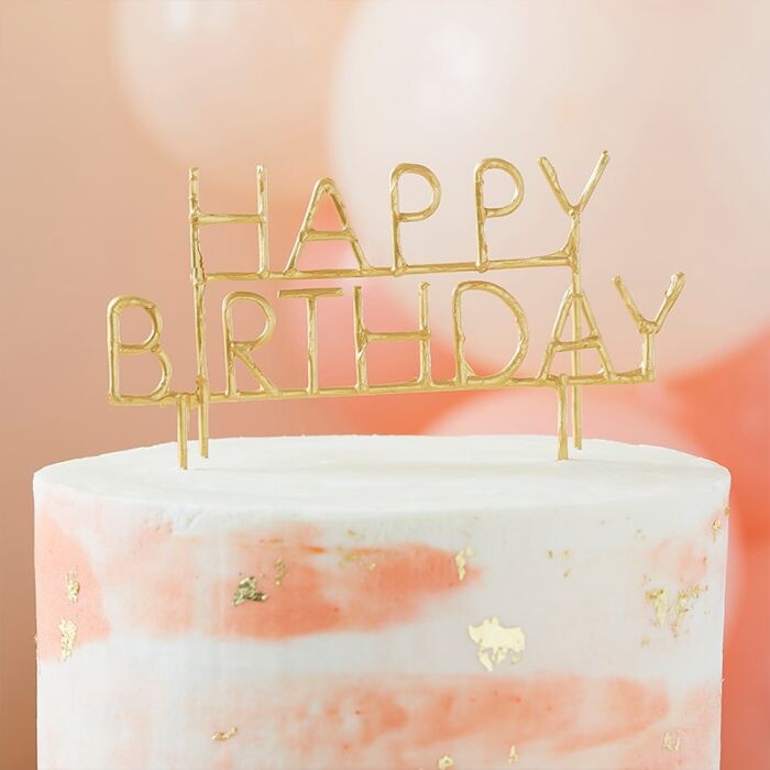 Gold Sparkler Happy Birthday Candle