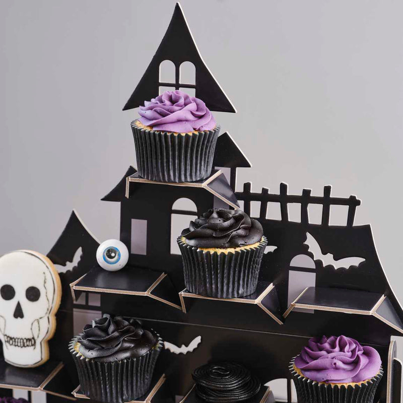 Haunted House Halloween Treat Stand 50cm (H) x 38cm (W) x 5cm (D), with 16 shelves