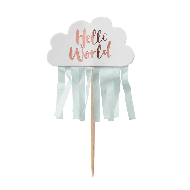 Hello World Baby Shower Cupcake Toppers Pack of 10