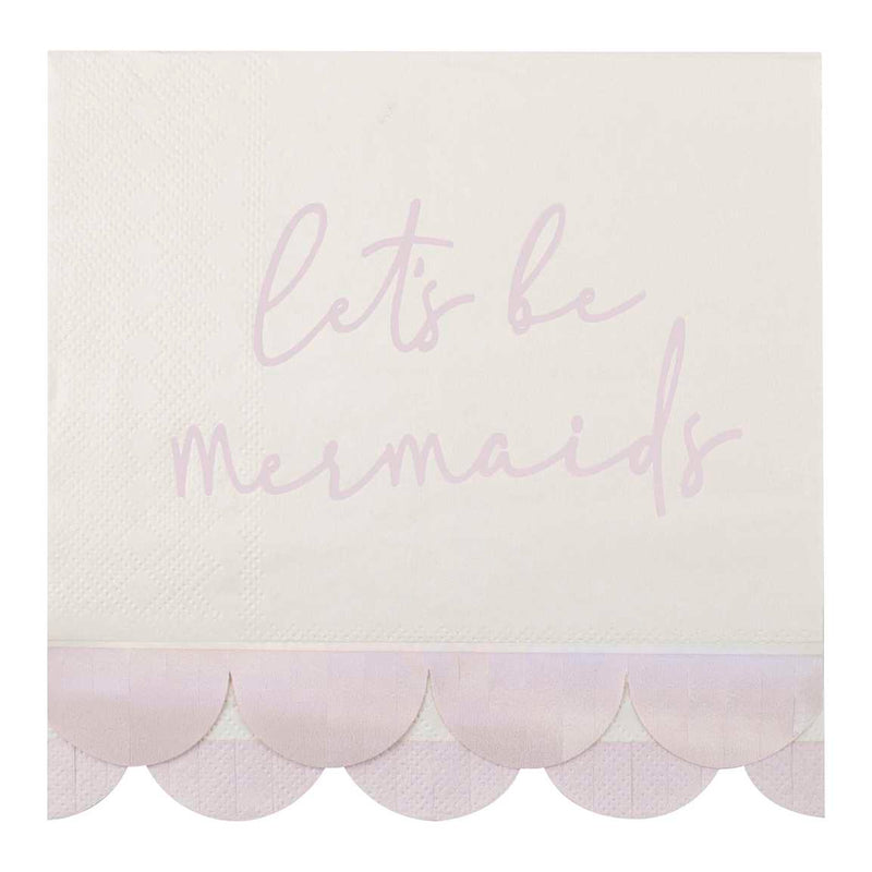 Iridescent and Pink Mermaid Paper Napkins Pack of 16