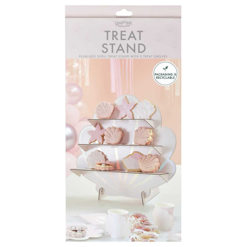 Iridescent and Pink Mermaid Shell Shaped Treat Stand