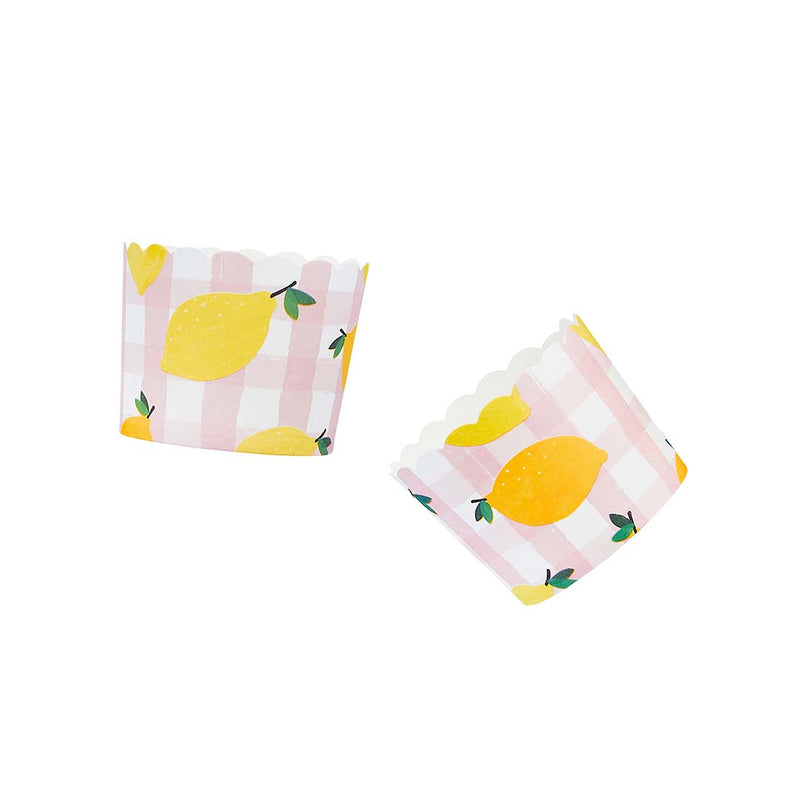 Lemon and Gingham Paper Food Cups Pack of 8