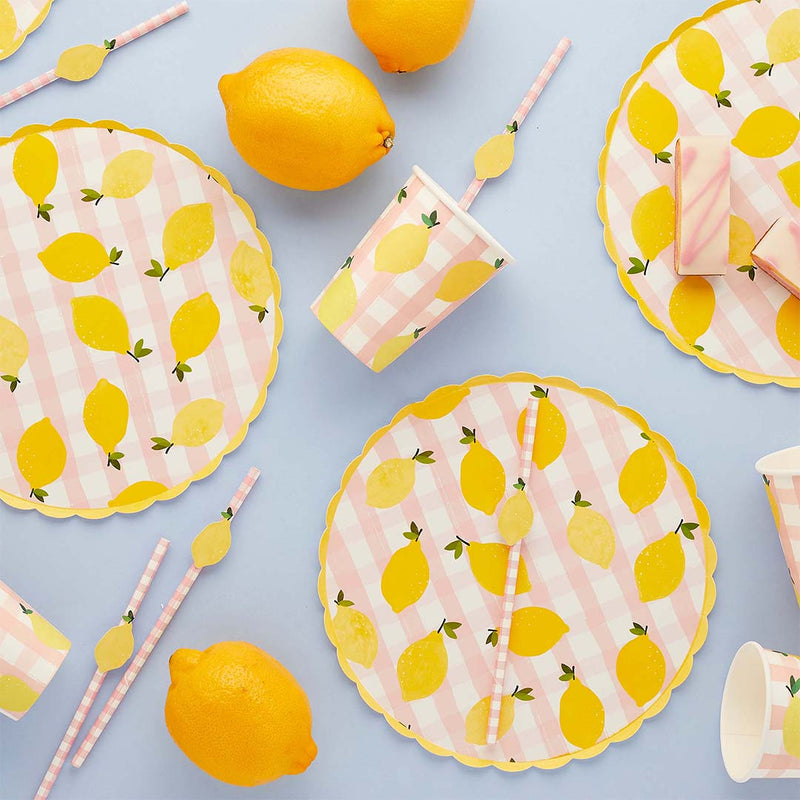 Lemon and Gingham Paper Plates Pack of 8