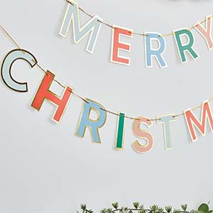 Multicoloured Merry Christmas Garland 2.5 Metres