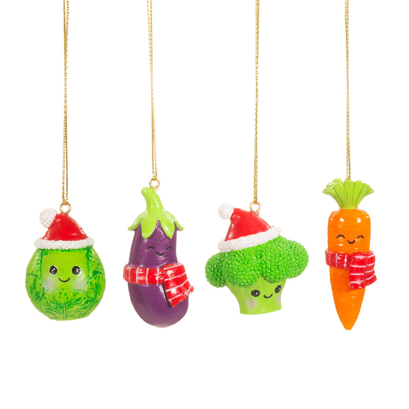 Mini Christmas Vegetables  Baubles - Set of 4 Hanging Decorations