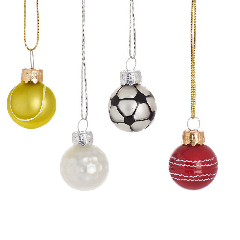 Mini Sports Balls - Set of 4 Hanging Christmas Decorations