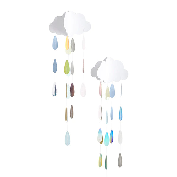 Cloud with Multicoloured Droplets Hanging Decoration Pack of 2