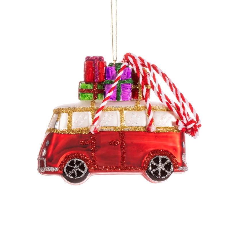 Camper Van With Gifts Hanging Christmas Bauble