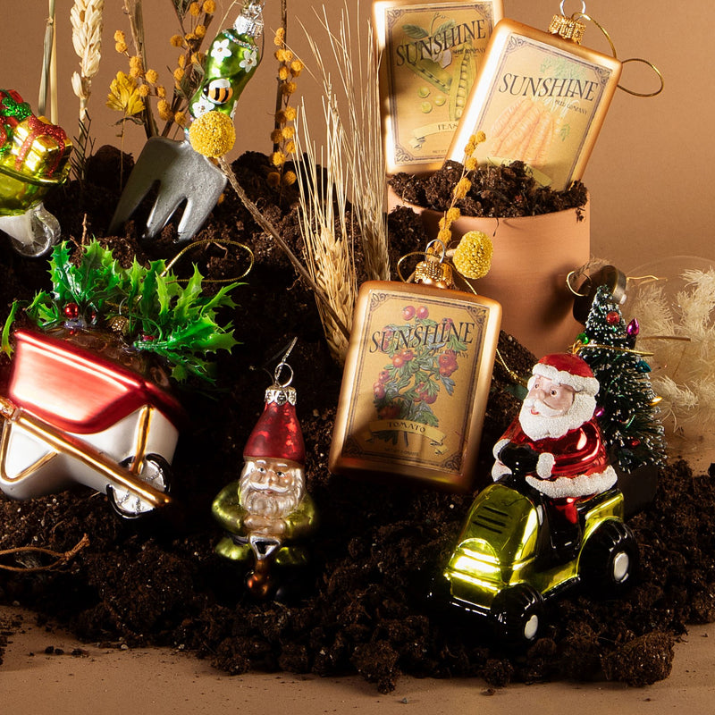 Santa Riding A Lawnmower Hanging Christmas Bauble
