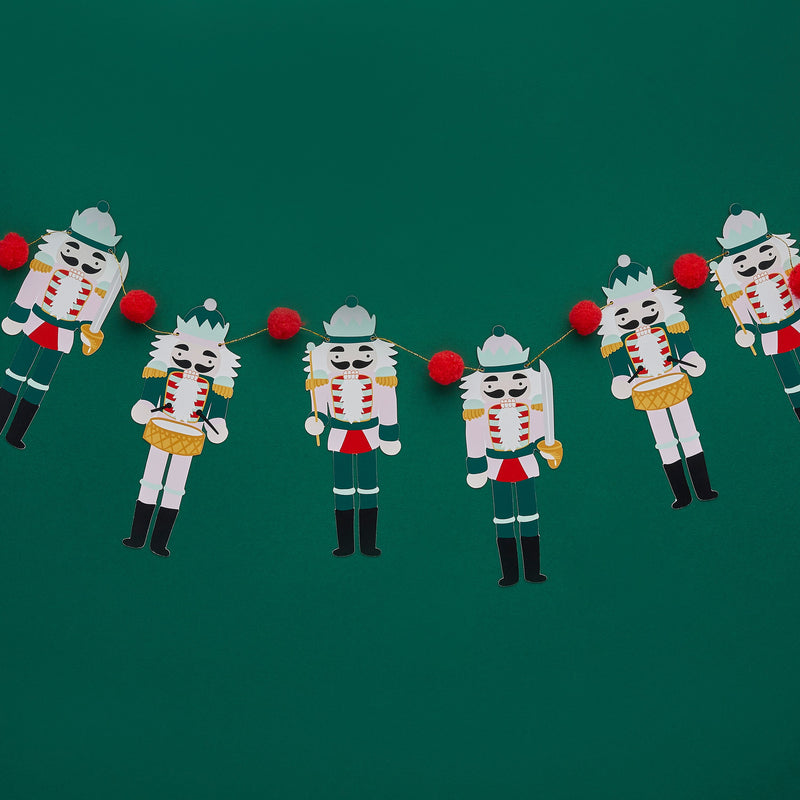 Nutcracker Pompom Christmas Garland 2 Metres