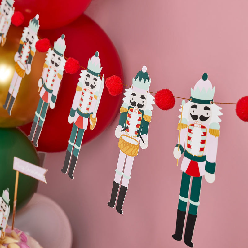 Nutcracker Pompom Christmas Garland 2 Metres