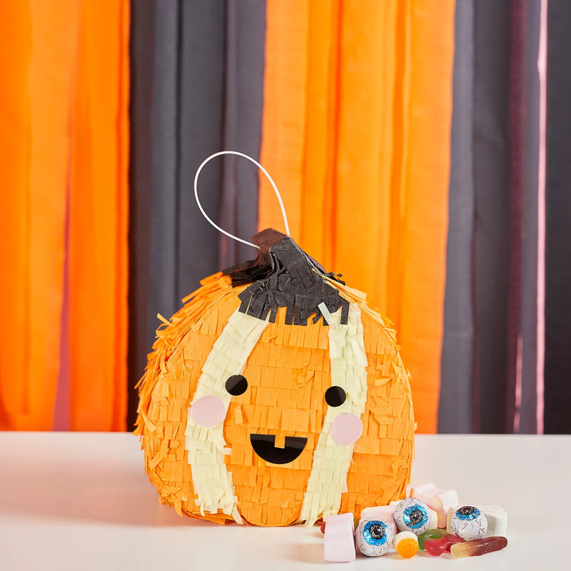 Orange Pumpkin Pinata Halloween (H)21.5 cm x (L)20 cm x (W)10 cm)