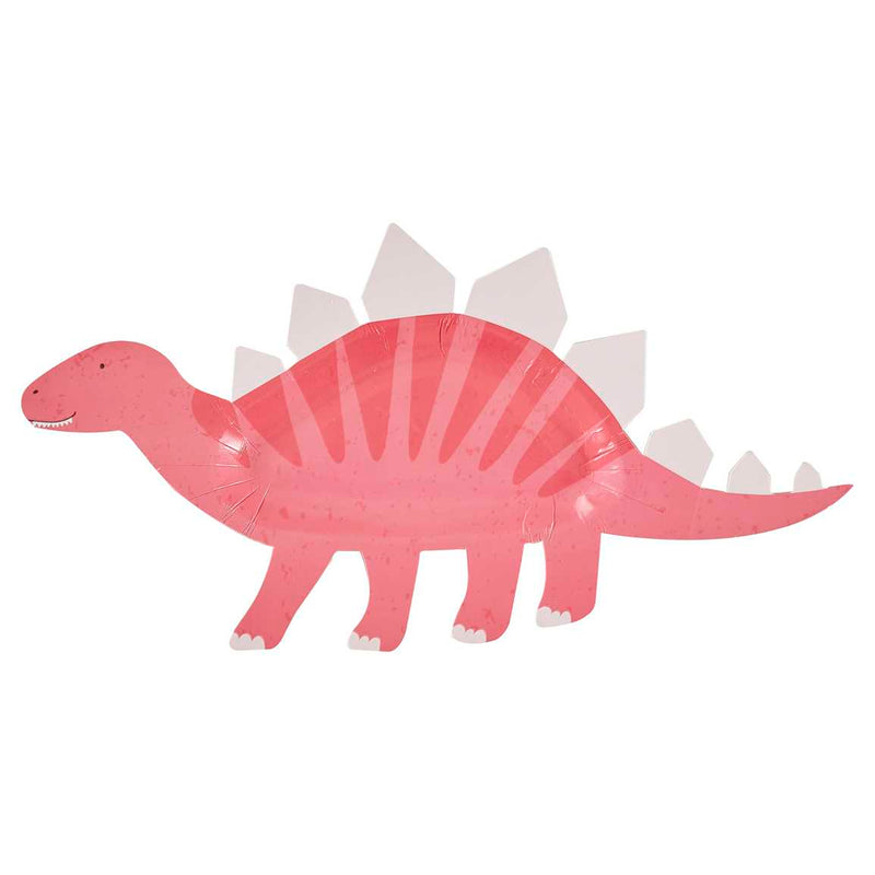 Pink Shaped Dinosaur Sweet Treat Plate Pack of 8