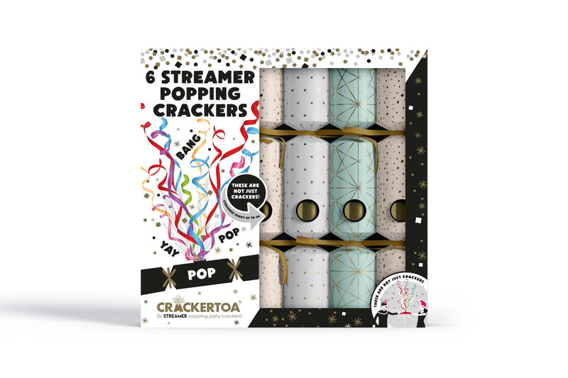 Pastel Patterns Streamer Popping Christmas Crackers Pack of 6