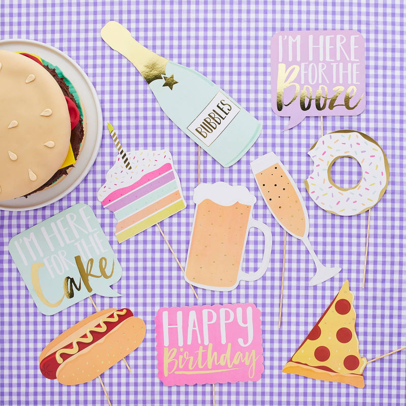 Foody Photo Booth Props Pack of 10