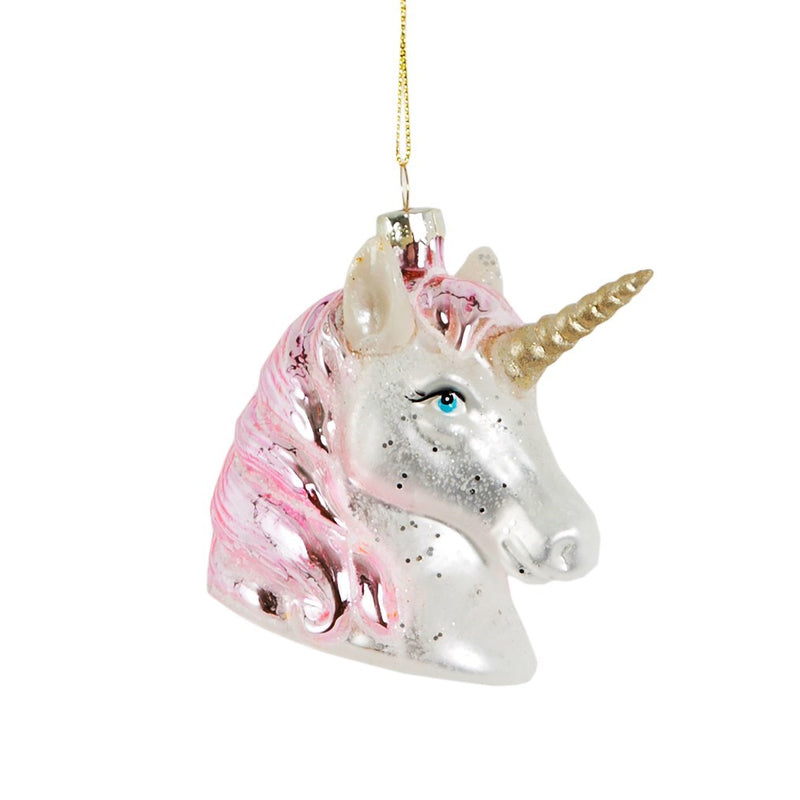 Shimmer Unicorn Head Hanging Christmas Bauble