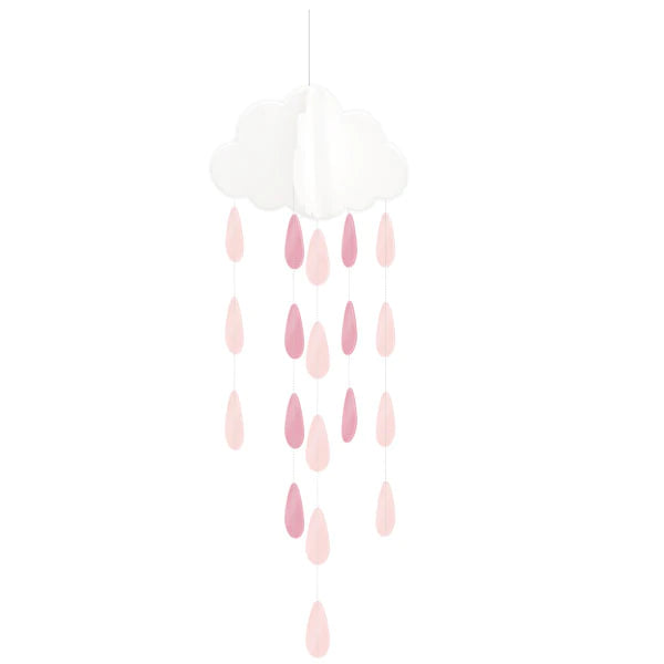 Cloud with Pink Droplets Hanging Decoration Pack of 2