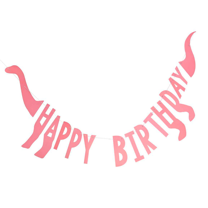 Pink Happy Birthday Dinosaur Shaped Bunting 27cm (H) x 137cm (L)
