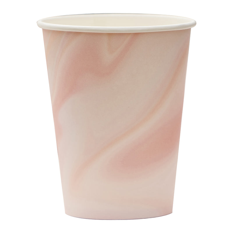 Pink Marble Paper Cups Eco Friendly Pack of 8