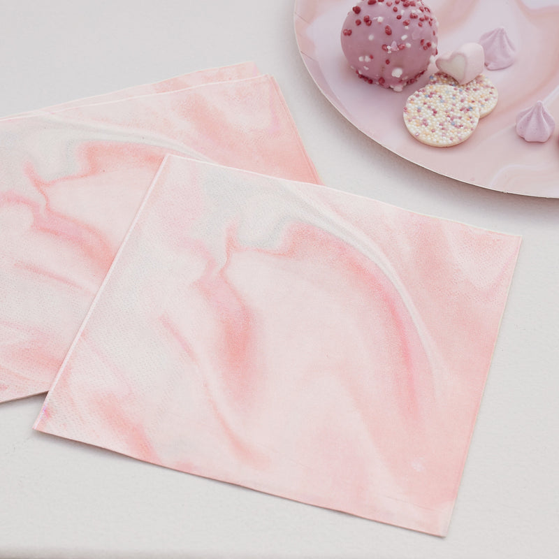 Pink Marble Napkins Pack of 16