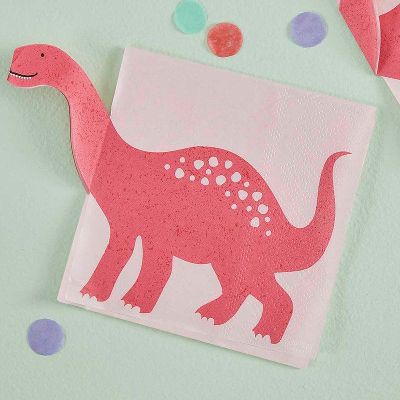 Pink Pop Out Dinosaur Paper Napkin Pack of 16