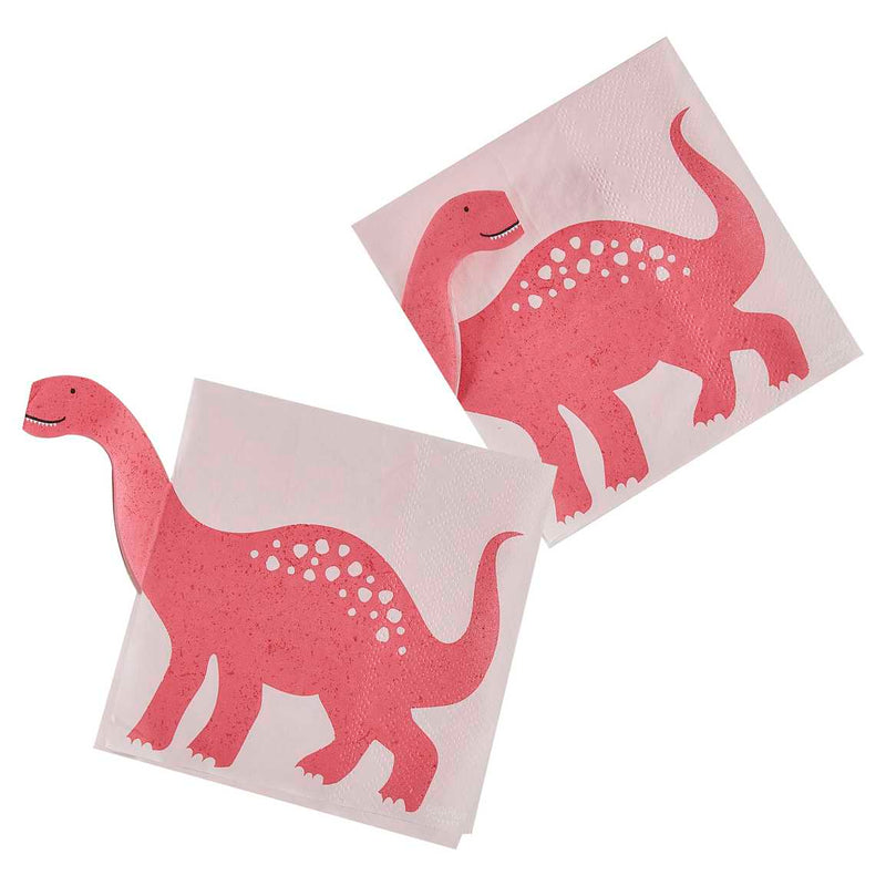 Pink Pop Out Dinosaur Paper Napkin Pack of 16