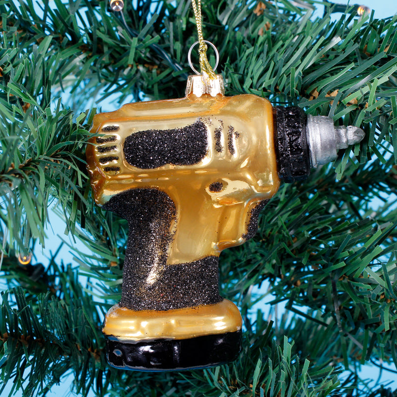 Black and Gold Drill Shaped Bauble Hanging Decoration