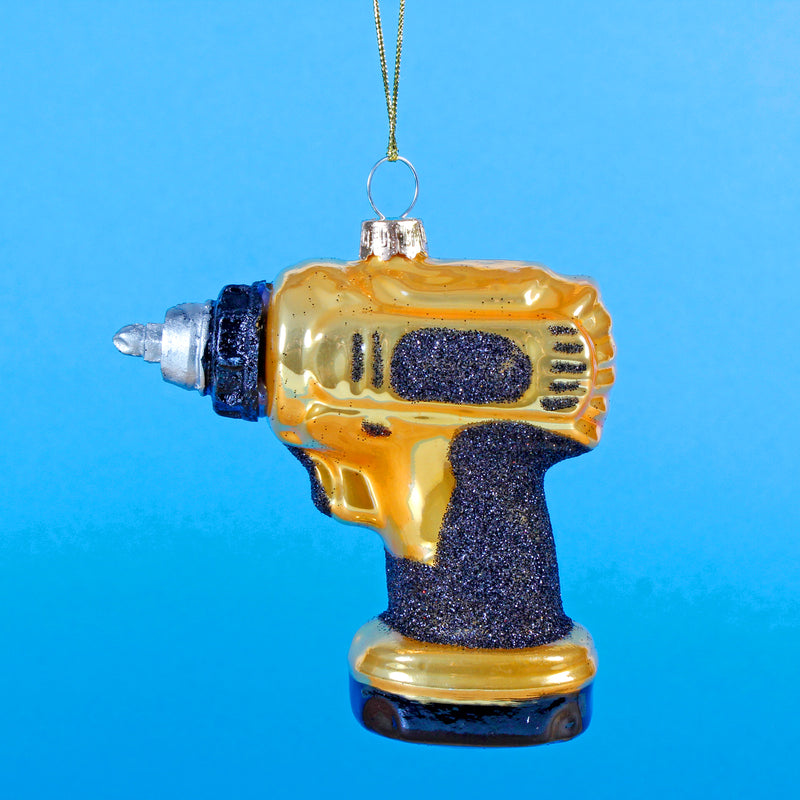 Black and Gold Drill Shaped Bauble Hanging Decoration