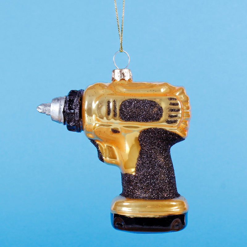 Black and Gold Drill Shaped Bauble Hanging Decoration